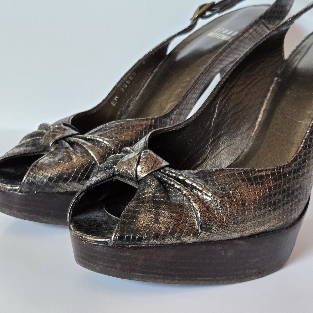 Stewart Weitzman Platform Python Embossed Leather… - image 7